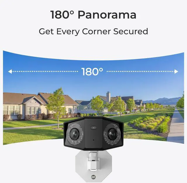 Alt view image 2 of 7 - REOLINK 4K PoE Security Camera System, IP Outdoor Camera in 180° FoV by Dual-Lens, Human/Vehicle/Pet Detection, Color Night Vision, Two Way Talk, Up to 256GB Micro SD Card -Reolink Duo 2 PoE