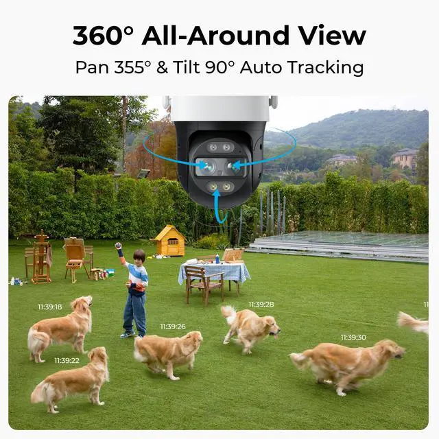 Alt view image 3 of 7 - Reolink TrackMix PoE-2Pack 4K PTZ Security Camera System Outdoor, Home IP PoE 360 Camera with Dual-Lens, Auto 6X Hybrid Zoomed Tracking, 355° Pan & 90° Tilt AI Detection