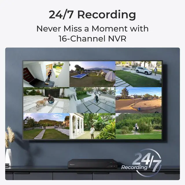 Alt view image 3 of 7 - Reolink 4K PoE Security System, 16-Channel NVR with 24/7 Recording, Person/Vehicle/Animal Detection, IP67 PoE Surveillance System, RLK16-800D8