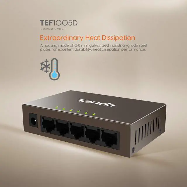 Alt view image 10 of 11 - Tenda Fast 10/100Mbps 5-port Fast Ethernet Switch (TEF1005D)