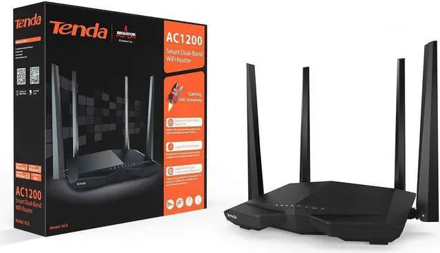 Alt view image 11 of 14 - Tenda AC1200 Dual Band WiFi Router, High Speed Wireless Internet Router with Smart App, MU-MIMO for Home (AC6),Black