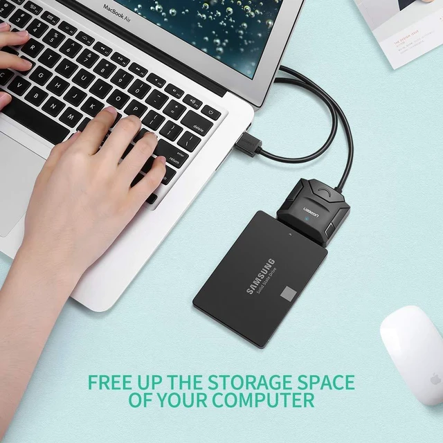 Alt view image 4 of 7 - UGREEN USB to SATA USB 3.0 to Hard Drive Adapter Cable Converter for 2.5 3.5 Inch Hard Drive Disk HDD and SSD Support UASP SATA III with 12V 2A Power Adapter