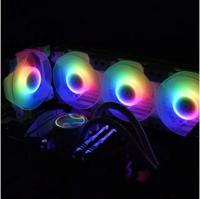 Alt view image 6 of 7 - ID-COOLING DF-12025-ARGB Trio Snow Case Fan CPU Cooling Fan Addressable RGB Case Fan 5V ARGB MB Aura Sync PWM Fan for CPU Cooler/Radiator/PC Chassis