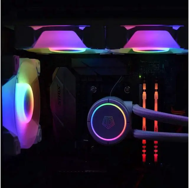 Alt view image 5 of 7 - ID-COOLING DF-12025-ARGB Trio Snow Case Fan CPU Cooling Fan Addressable RGB Case Fan 5V ARGB MB Aura Sync PWM Fan for CPU Cooler/Radiator/PC Chassis