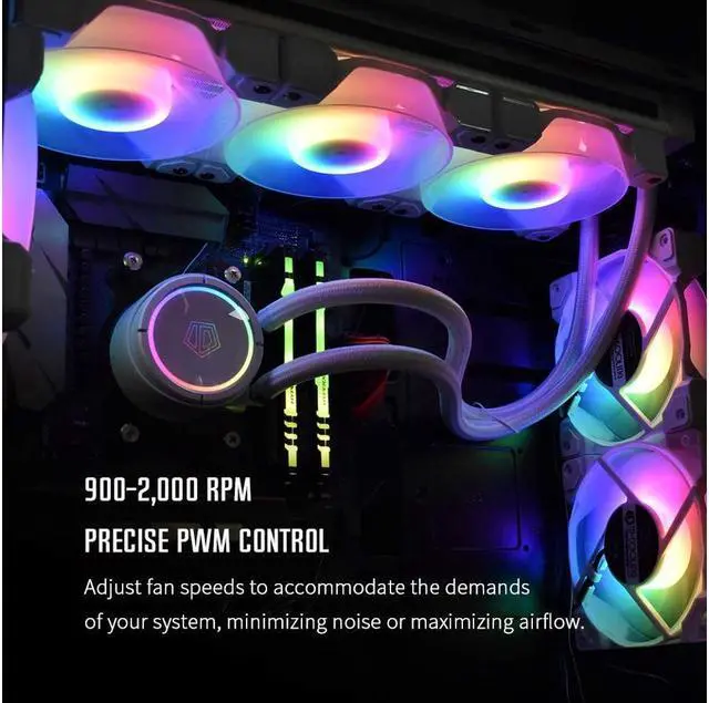 Alt view image 7 of 7 - ID-COOLING DF-12025-ARGB Trio Snow Case Fan CPU Cooling Fan Addressable RGB Case Fan 5V ARGB MB Aura Sync PWM Fan for CPU Cooler/Radiator/PC Chassis