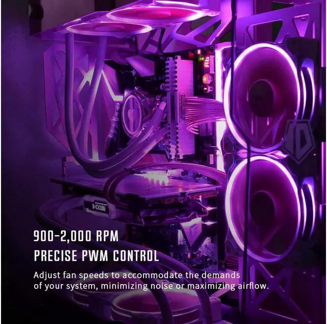 Alt view image 5 of 7 - ID-COOLING ZF-12025-PINK Case Fan 120mm 5V 3 PIN Addressable RGB Cooling Fan MB Sync, 4 PIN PWM Speed Control Fans for Radiator/CPU Cooler/Computer Case