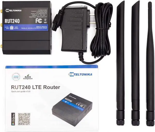 Alt view image 4 of 5 - Teltonika RUT240 4G /LTE & WiFi Cellular Router with Ethernet and I/O - USA/CAN Except Verizon - RUT24001U000