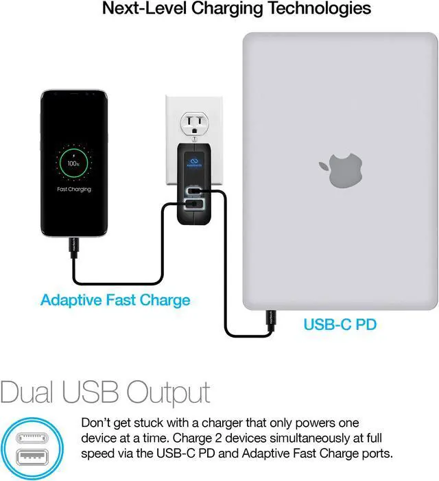 Alt view image 3 of 6 - Naztech 18W USB-C PD + Adaptive Fast Wall Charger