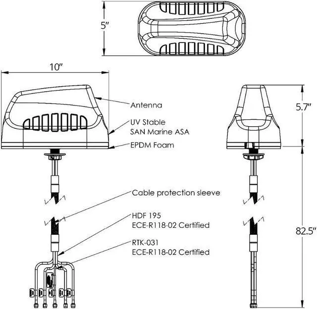 Alt view image 2 of 3 - Poynting 5 in 1 2 x MiMo LTE, 2 x MiMo WIFI & GPS / GLONASS - 690MHZ-960MHZ, 1710MHZ2700MHZ, 3400-3800MHZ Antenna - Thread Mount