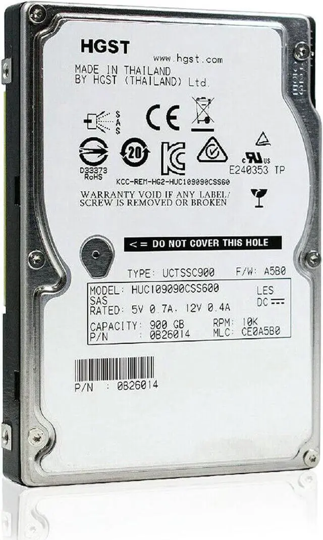 Main image of HUC109090CSS600 0B26054 HGST 900GB 10K RPM 6Gb/s 2.5" SAS HDD Hard Drive