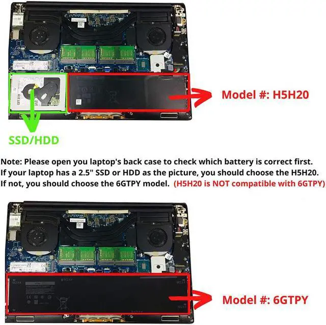 Alt view image 3 of 7 - DR. BATTERY H5H20 Battery Compatible with Dell XPS 15 9560 9570 Precision M5510 M5520 5530 5510 5520 RRCGW 05041C 5D91C GPM03 5041C CP6DF 5XJ28 1P6KD 4GVGH 6GTPY [11.4V / 56Wh]