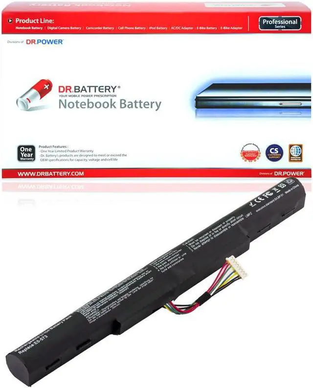 Main image of DR. BATTERY AL15A32 KT.00403.025 Laptop Battery Compatible with Acer Aspire E5-573 E5-573G F5-571T F5-571G F5-572 V3-574G Series TravelMate P277-MG P278-MG Series [14.8V / 27Wh]