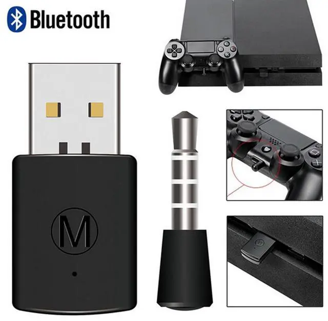 Alt view image 4 of 7 - Bluetooth Receiver Wireless Headset Headphone Adapter with Mic Bluetooth 4.0 Dongle USB Adapter USB Dongle for PS4 Black