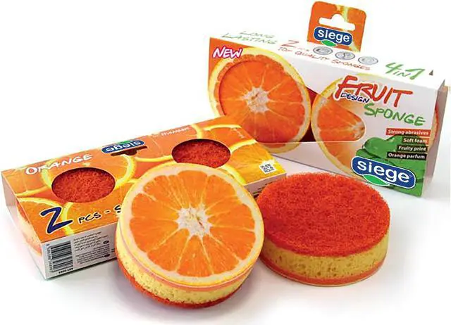 Main image of Siege 2 Sided Fruit Orange Design Sponges (2 Pk), 647