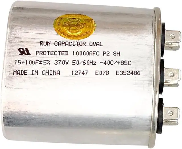Main image of Dual Run Capacitor, Oval, 15 + 10 Mfd., 370 Volt, CD15+10X370