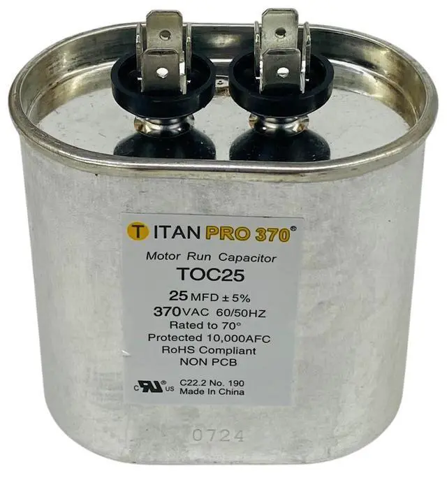 Alt view image 2 of 6 - Packard Run Capacitor, Oval, 25 Mfd., 370 Volt, TOC25, 25-370