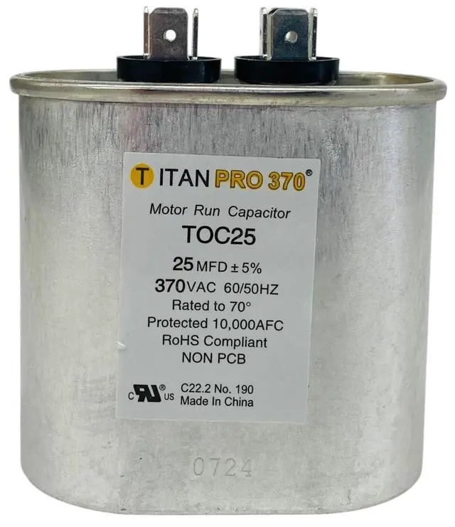 Alt view image 3 of 6 - Packard Run Capacitor, Oval, 25 Mfd., 370 Volt, TOC25, 25-370