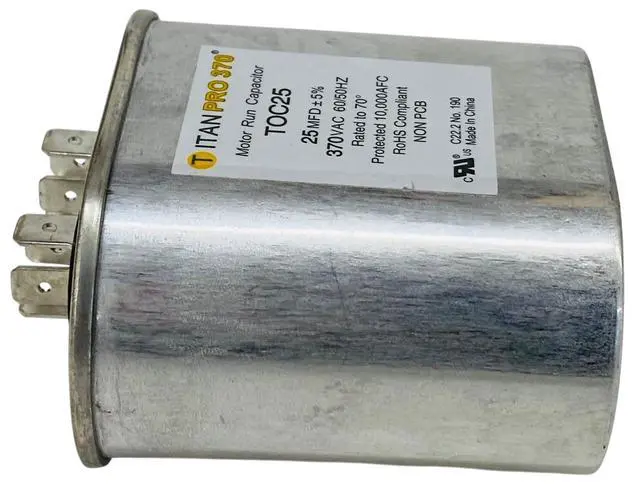 Alt view image 5 of 6 - Packard Run Capacitor, Oval, 25 Mfd., 370 Volt, TOC25, 25-370