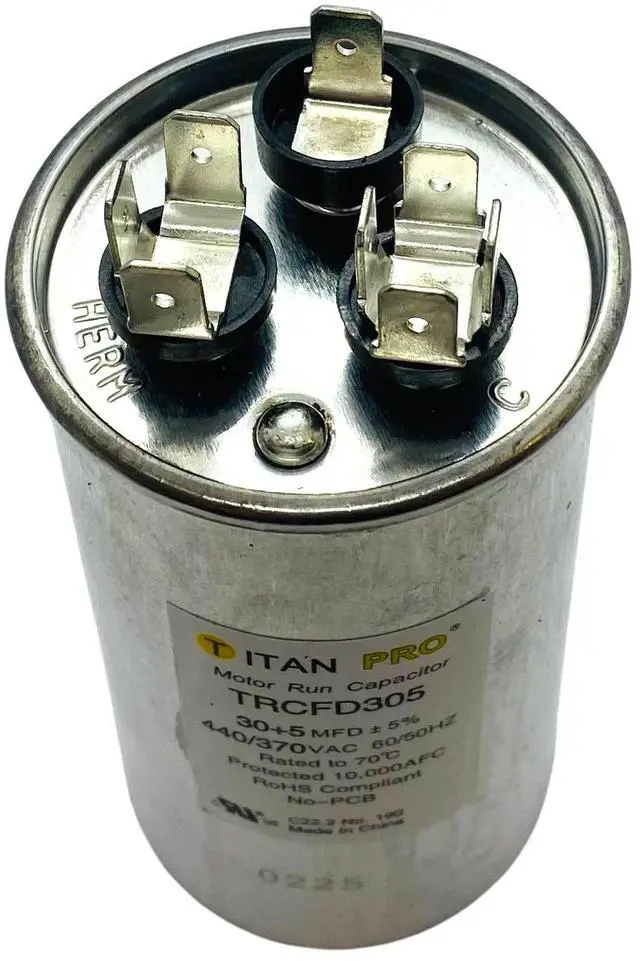 Alt view image 2 of 6 - Packard Titan Pro Run Capacitor, Round, 30+5 Mfd, 440-370V, TRCFD305