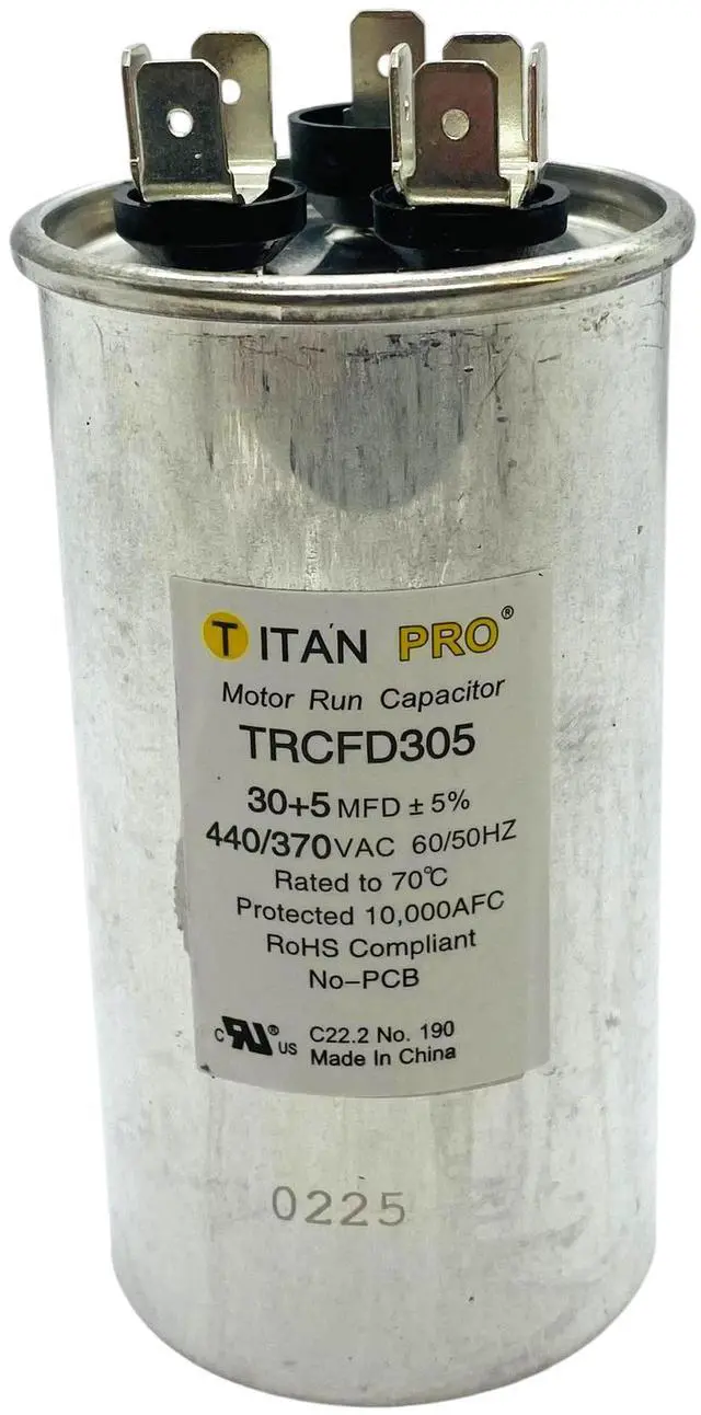 Alt view image 3 of 6 - Packard Titan Pro Run Capacitor, Round, 30+5 Mfd, 440-370V, TRCFD305