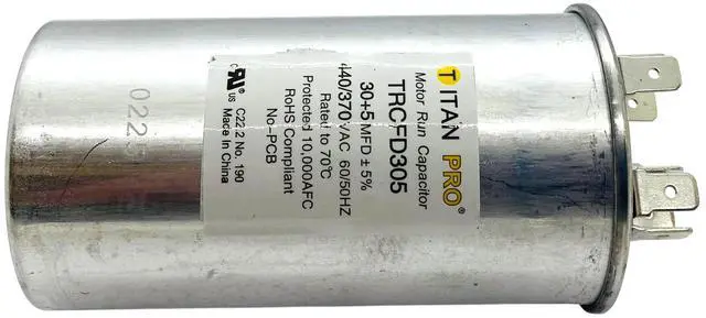 Alt view image 4 of 6 - Packard Titan Pro Run Capacitor, Round, 30+5 Mfd, 440-370V, TRCFD305