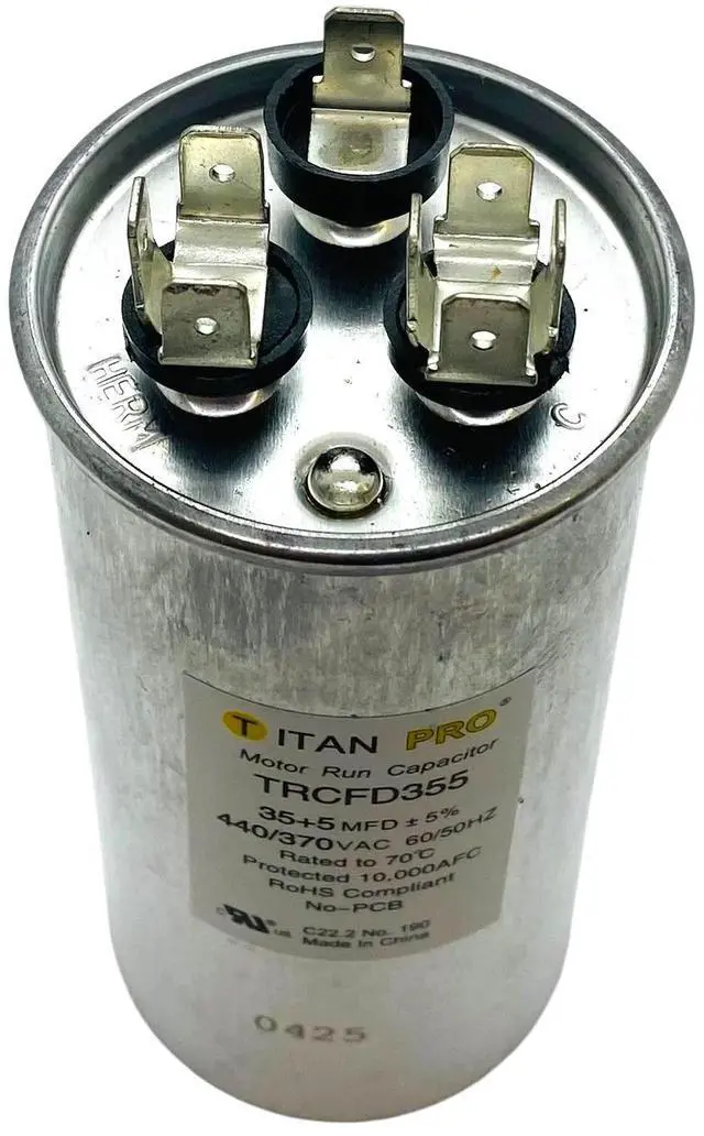 Alt view image 2 of 6 - Packard Titan Pro Run Capacitor, Round, 35+5 Mfd, 440-370V, TRCFD355