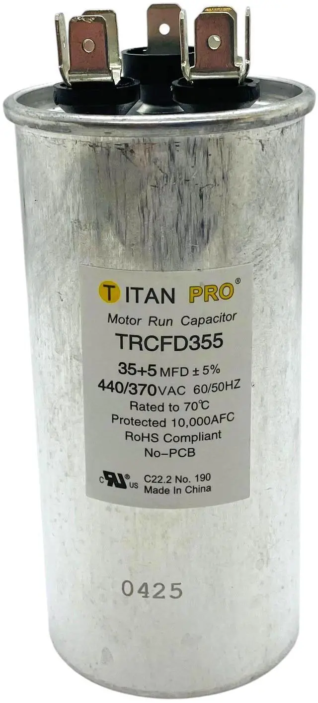 Alt view image 3 of 6 - Packard Titan Pro Run Capacitor, Round, 35+5 Mfd, 440-370V, TRCFD355