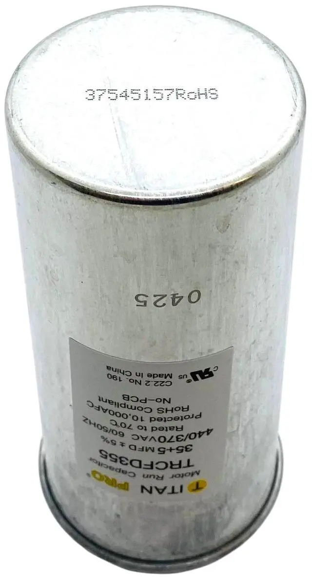 Alt view image 6 of 6 - Packard Titan Pro Run Capacitor, Round, 35+5 Mfd, 440-370V, TRCFD355