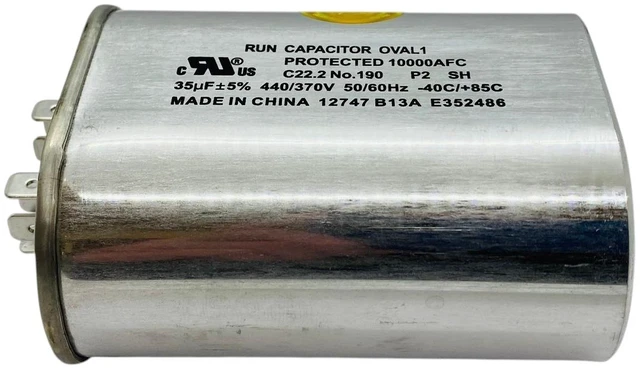 Alt view image 4 of 6 - Run Capacitor, Oval, 35 Mfd., 440 Volt, CR35X440