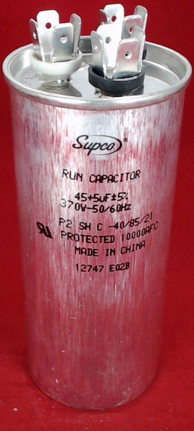 Main image of Dual Run Capacitor, Round, 45 + 5 Mfd., 370 Volt, CD45+5X370R