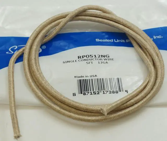 Main image of Supco 5 Foot Single Conductor Wire, 12GA, 450C, Hi-Temp, RP0512NG