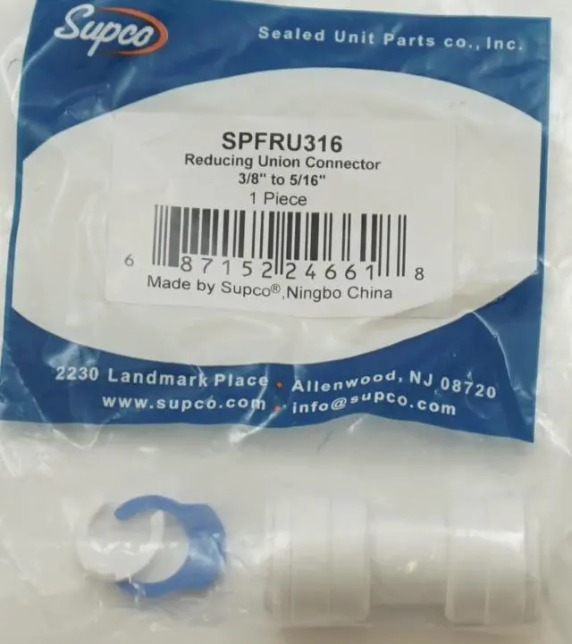 Main image of Supco 3/8" to 5/16" Reducing Straight Union Connector, Hot or Cold, SPFRU316