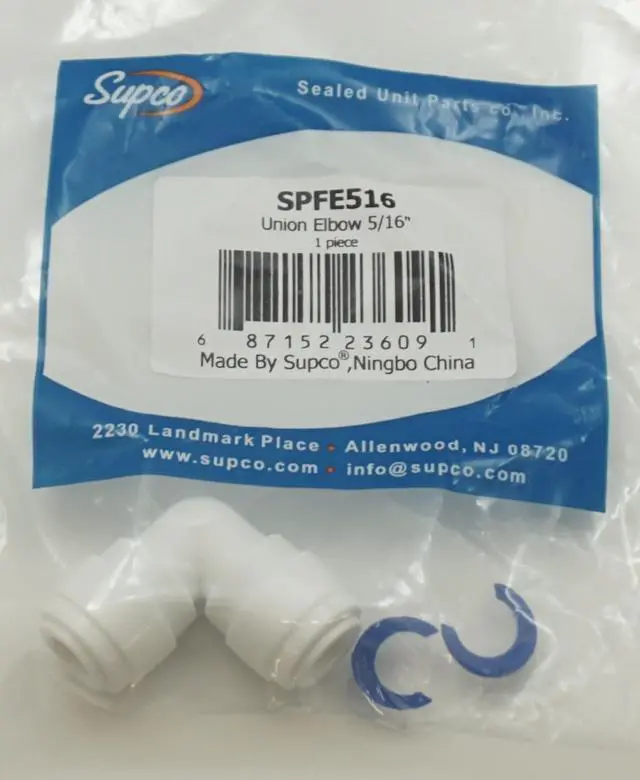 Main image of Supco 5/16" Union Elbow, 90 degree angle, for Hot or Cold Applications, SPFE516