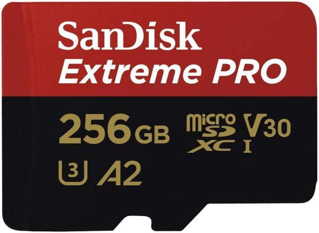 SanDisk Extreme Pro - Flash memory card - 256 GB - A2 / Video Class V30 /  UHS-I U3 / Class10 - microSDXC UHS-I SDSQXCZ-256G 