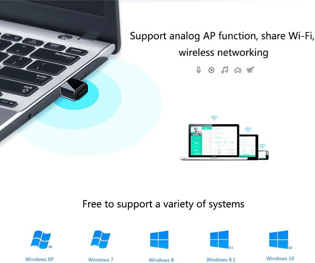 Alt view image 5 of 6 - TP-Link wifi adapter usb wifi TL-WN725N free drive 150mbps 802.11n 2.4 GHz, 5 GHz TP Link wireless wifi antenna USB card lan easy to carry Windows XP / Vista / Win 7/Win8/Win10 Mac Desktop PC