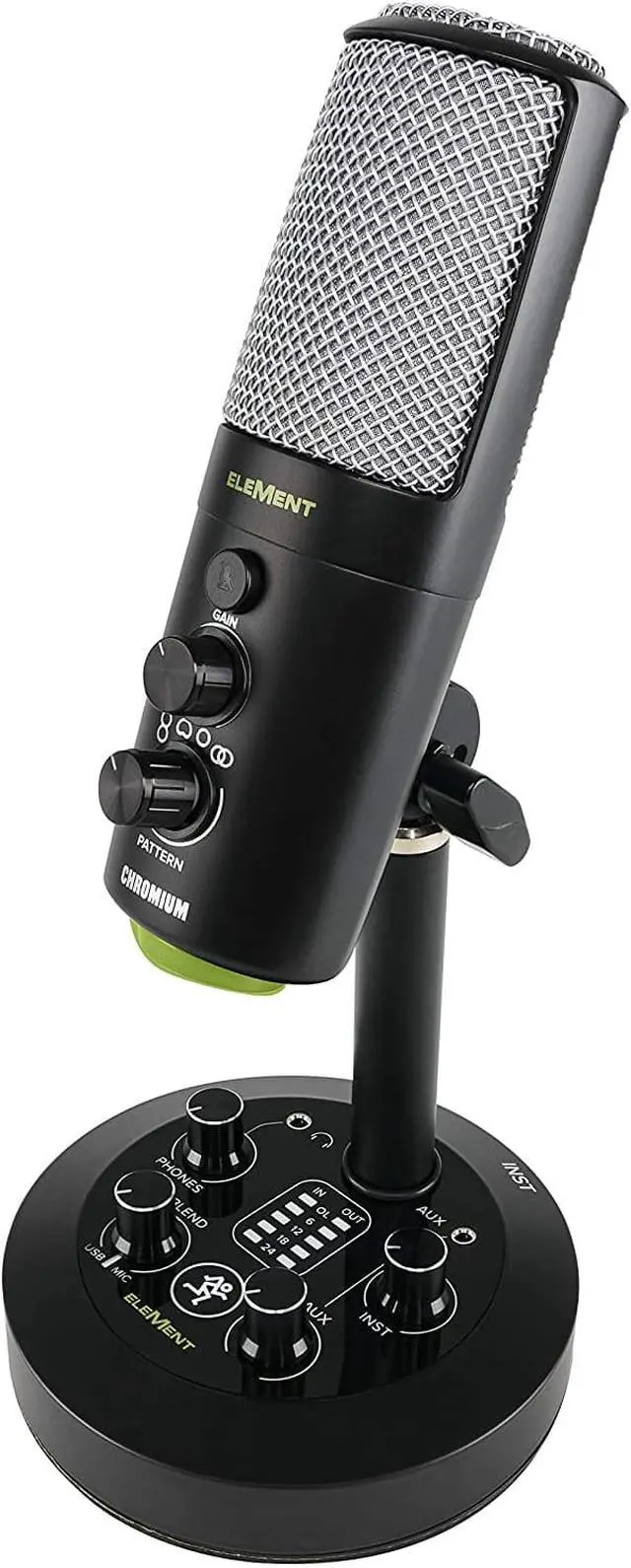 Alt view image 9 of 20 - Mackie EleMent Series Chromium Premium USB Condenser Microphone with Built-in 2-Channel Mixer