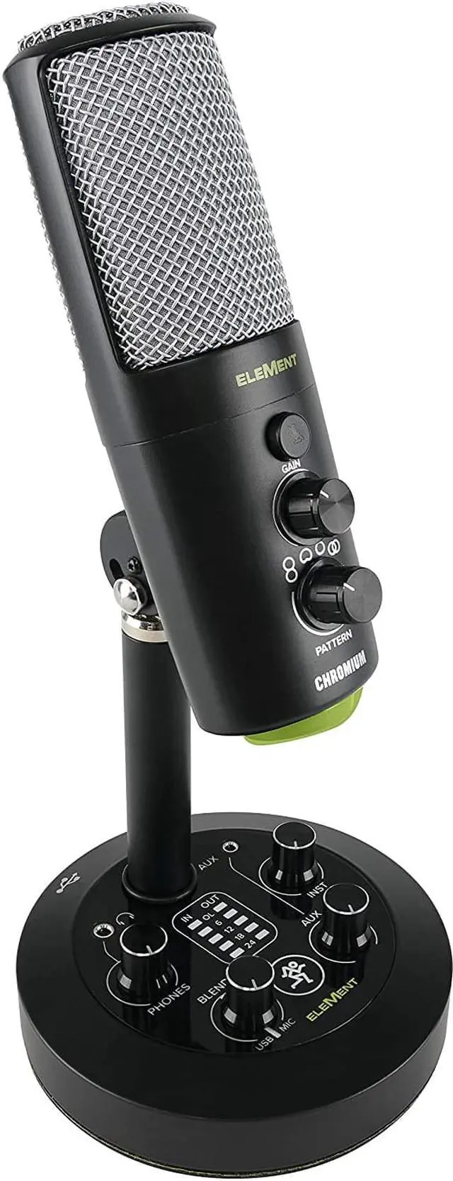 Alt view image 10 of 20 - Mackie EleMent Series Chromium Premium USB Condenser Microphone with Built-in 2-Channel Mixer