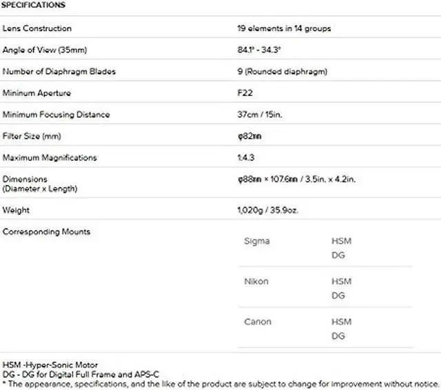 Alt view image 8 of 20 - Sigma 24-70mm f/2.8 DG OS HSM Art Lens for Canon EF 576954