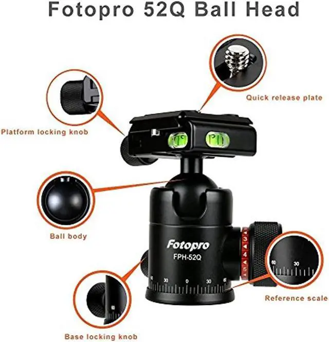 Alt view image 3 of 12 - FotoPro X-Go Chameleon 4-Section Aluminum Tripod with FPH-52Q Ball Head, Black