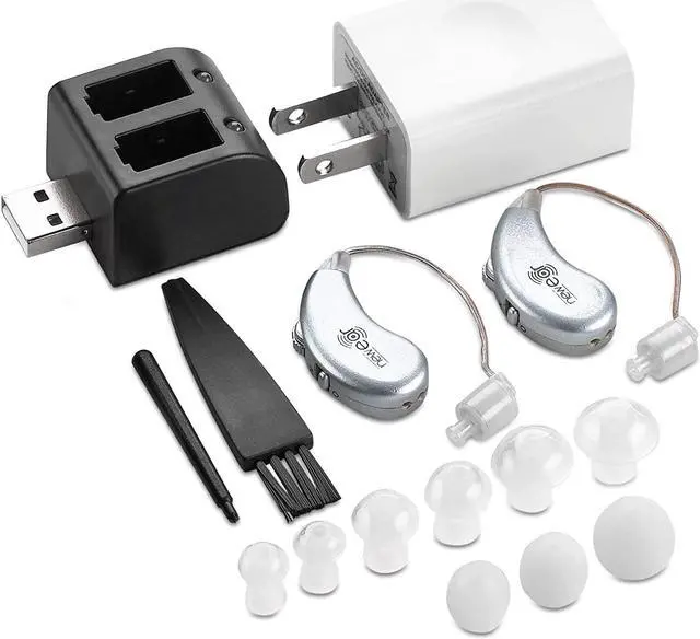 Alt view image 3 of 7 - Digital Hearing Amplifiers - Pair of Rechargeable BTE Personal Sound Amplifier with USB Dock - Premium Behind The Ear Sound Amplification - by MEDca