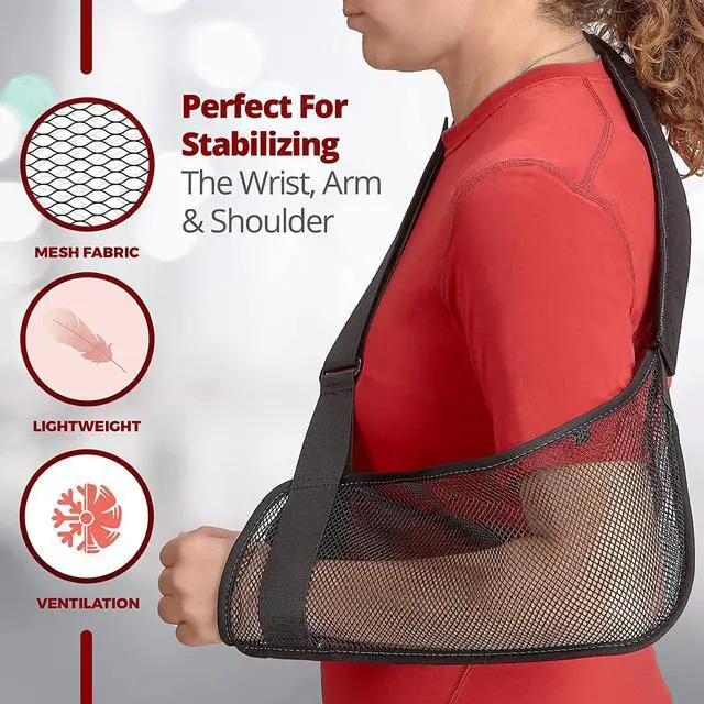 Alt view image 4 of 7 - Mesh Arm Shoulder Sling - Shoulder Immobilizer for Shower - Adjustable Arm Brace Support for Rotator Cuff, Elbow and Other Injury Right/Left & Splint Elevation Support for Men and Women