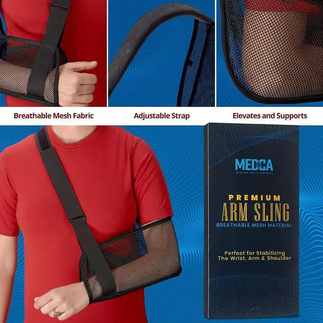 Alt view image 3 of 7 - Mesh Arm Shoulder Sling - Shoulder Immobilizer for Shower - Adjustable Arm Brace Support for Rotator Cuff, Elbow and Other Injury Right/Left & Splint Elevation Support for Men and Women