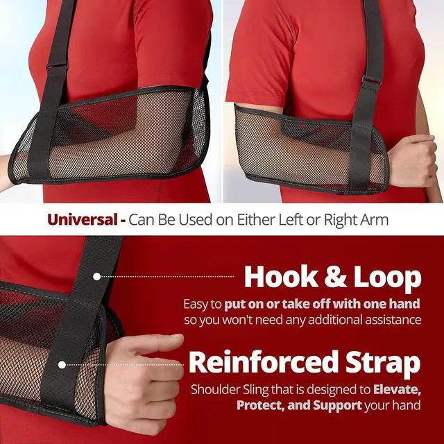 Alt view image 5 of 7 - Mesh Arm Shoulder Sling - Shoulder Immobilizer for Shower - Adjustable Arm Brace Support for Rotator Cuff, Elbow and Other Injury Right/Left & Splint Elevation Support for Men and Women