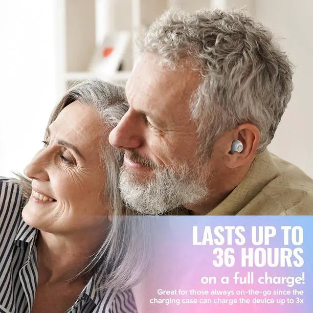 Alt view image 7 of 7 - Mini Digital Hearing Amplifiers - ITE Rechargeable Personal Sound Amplifier - Lightweight Hearing Aids Device with Noise Cancelling, In-Ear Detection & Volume Control Dial for Adults Seniors, White