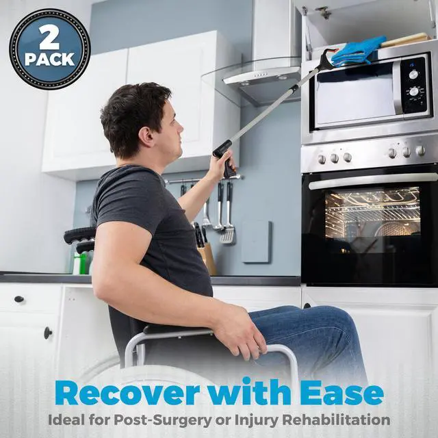 Alt view image 7 of 7 - Reacher Grabber Tool - (2-Pack) 32-Inch-Long Folding Picker Upper Gripping Device - Lightweight 90° Rotation Claw Extendable Arm Reach, Indoor | Outdoor Elderly Reaching Mobility Aid & Trash Grabber