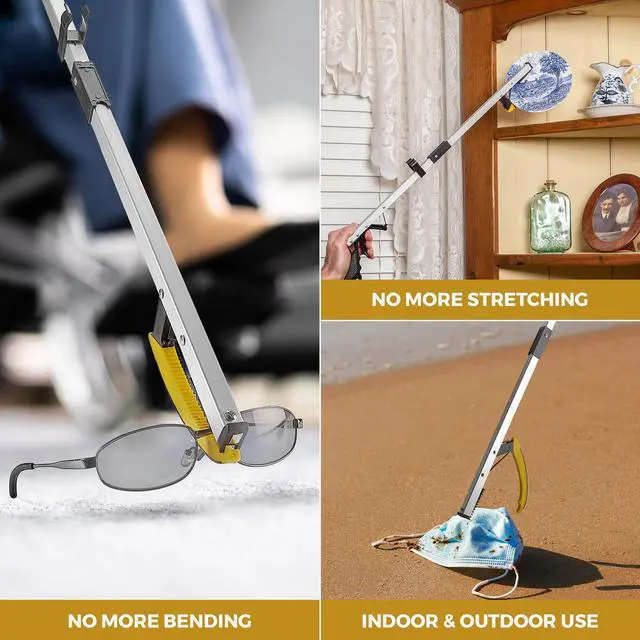 Alt view image 3 of 7 - Reacher Grabber Pickup Tools with Magnetic Tips - (2-Pack) 6-Inch Long & Wide Claw Arm Gripping Device, Lightweight & Durable Indoor and Outdoor Extender Reaching Mobility Aid and Trash Picker Upper