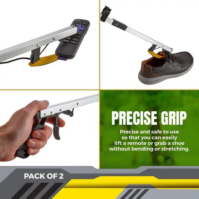 Alt view image 5 of 7 - Reacher Grabber Pickup Tools with Magnetic Tips - (2-Pack) 6-Inch Long & Wide Claw Arm Gripping Device, Lightweight & Durable Indoor and Outdoor Extender Reaching Mobility Aid and Trash Picker Upper