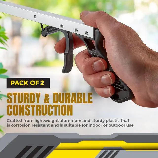 Alt view image 4 of 7 - Reacher Grabber Pickup Tools with Magnetic Tips - (2-Pack) 6-Inch Long & Wide Claw Arm Gripping Device, Lightweight & Durable Indoor and Outdoor Extender Reaching Mobility Aid and Trash Picker Upper