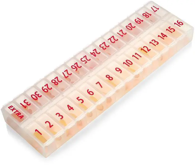 Main image of Large Pill Organizer Monthly 32 Compartments - 30 Day Pill Organizer 1 Time A Day, Large Compartment Box for Medications, BPA-Free Plastic, Removable Lid for Easy Loading Medicine, Vitamins, Clear