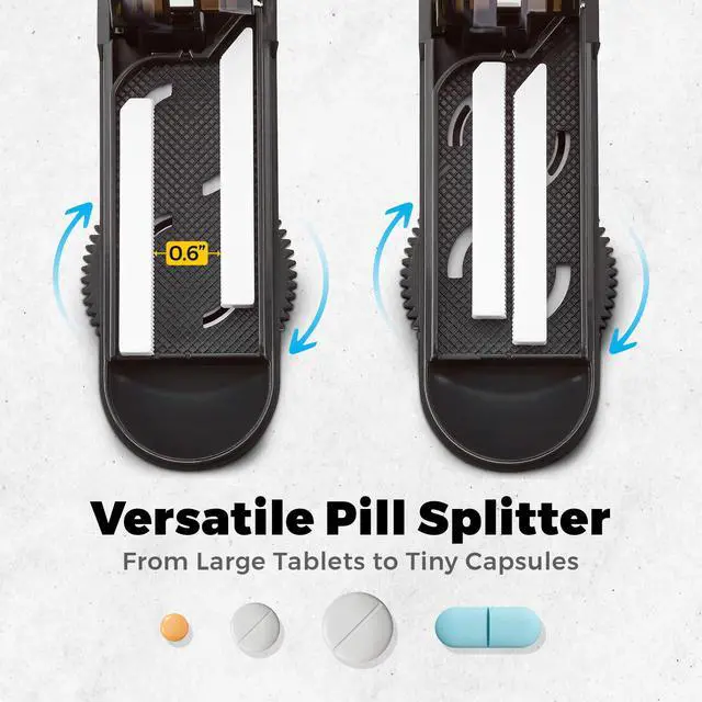 Alt view image 3 of 7 - Pill Cutter for Small Pills - Multiple Splitter Pill Cutters for Small to Large Pills, Multi Tablet Split Cutter with Accurate Pill Alignment Cutter, Safety-Blade Guard, Food Grade Stainless Steel